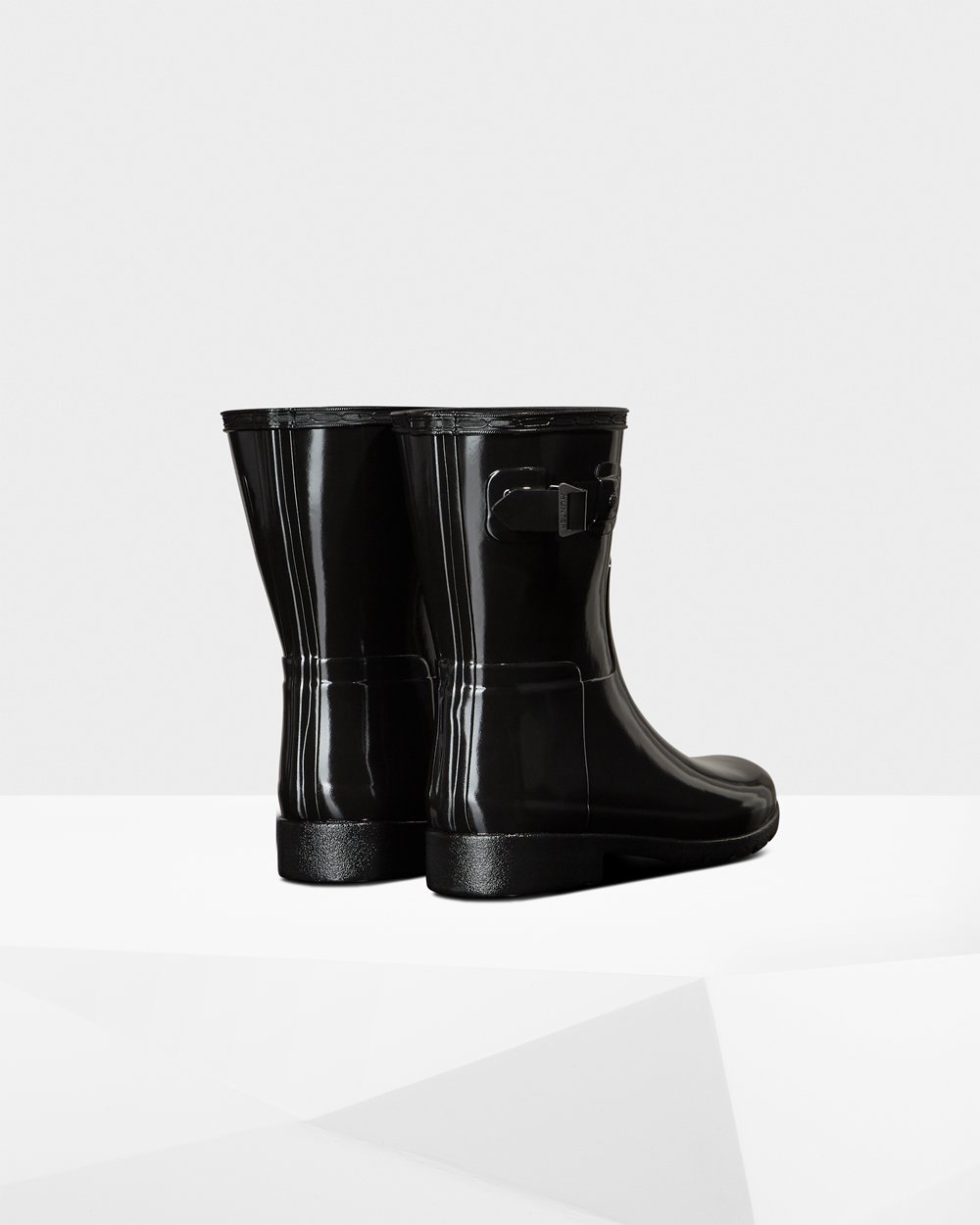 Womens Hunter Short Rain Boots Black - Refined Slim Fit Gloss - 0175628-ON